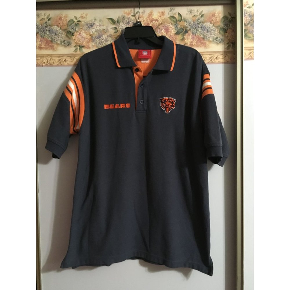 Chicago Bears NFL Large Blue Logo Casual Fan Football Pullover Polo Shirt